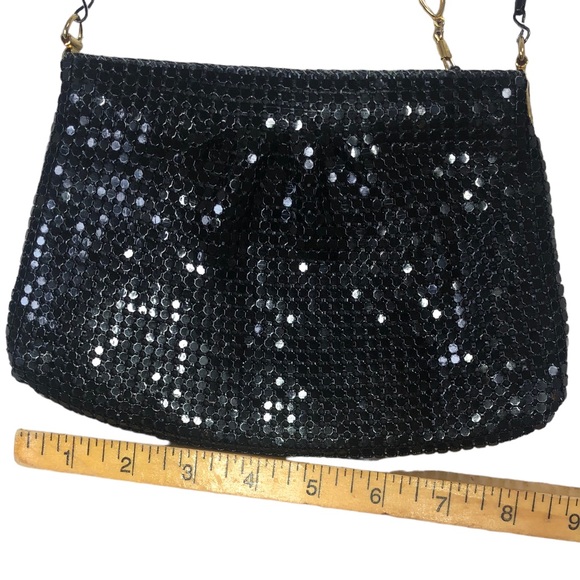 Vintage Y2K Mesh Black Evening Cocktail Bag Crossbody Purse - Picture 3 of 8